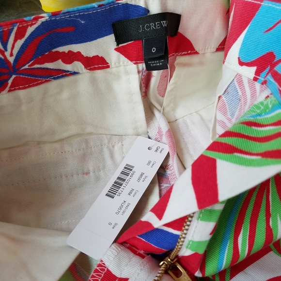 J Crew High Waist Vibrant Tropical Print Cotton Shorts Dolphin Hemline Sz 0 NWT - Picture 8 of 16
